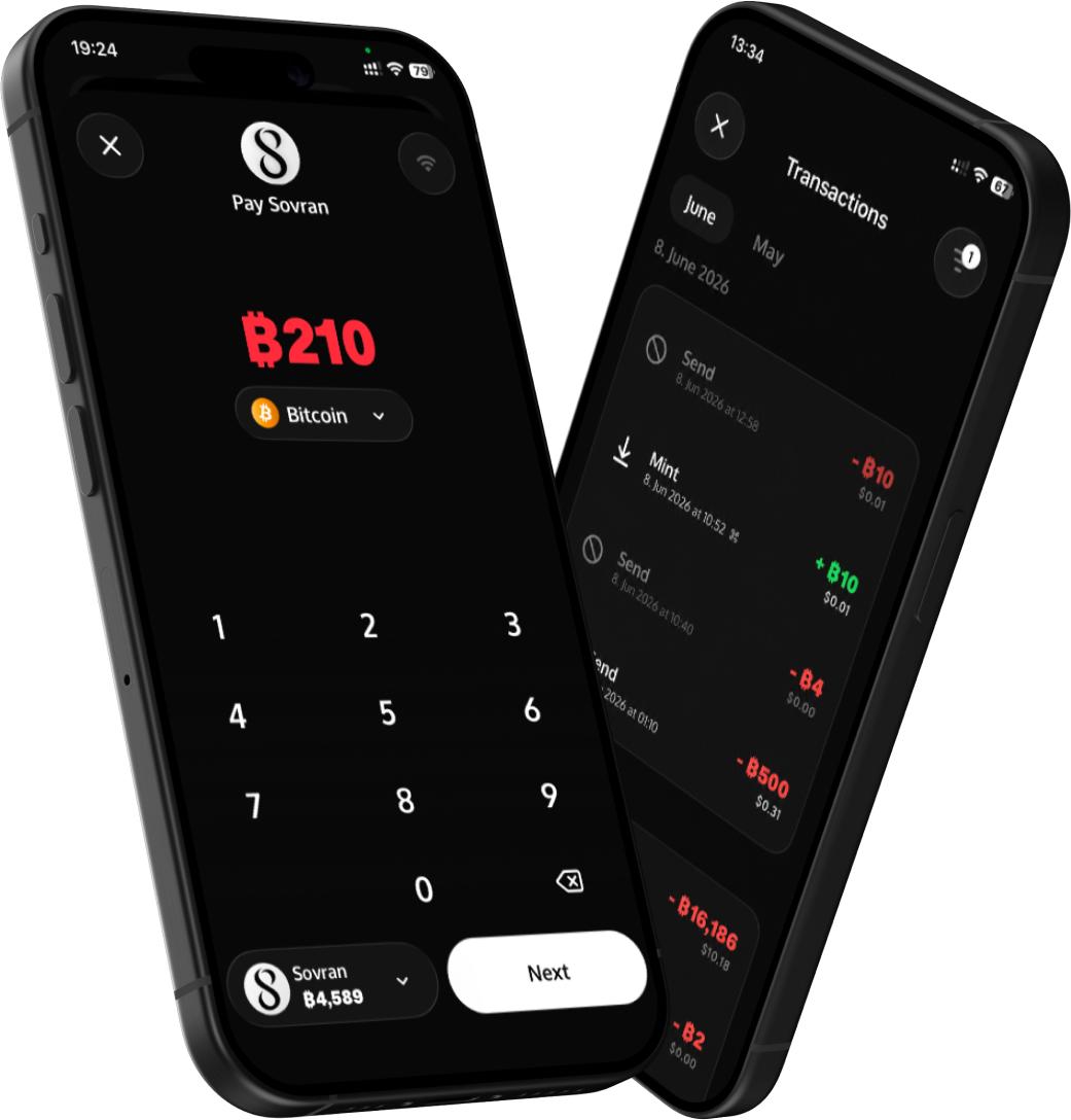 Sovran payment amount and transaction screens